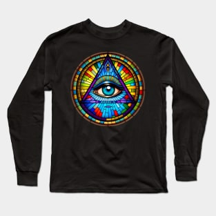 All Seeing Stained Glass Eye Long Sleeve T-Shirt
